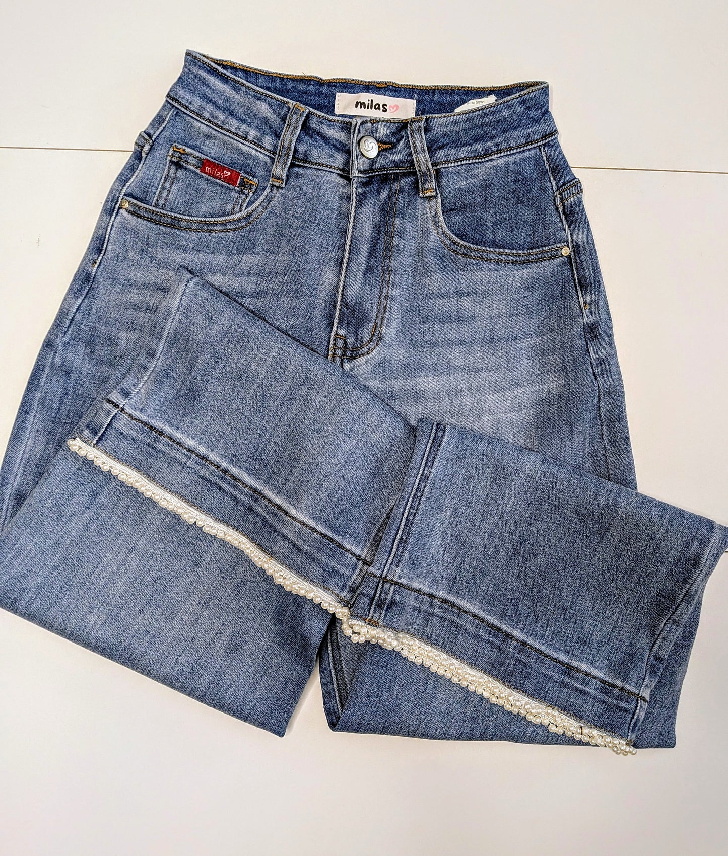 Jeans con applicazioni perline STORE 55