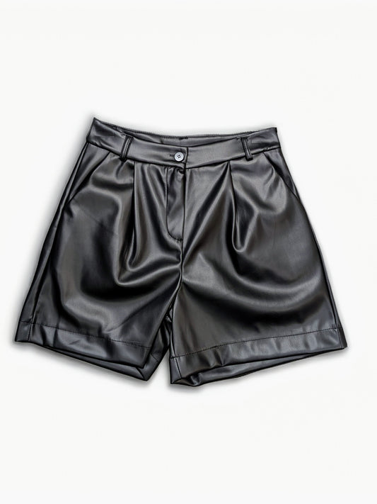 Shorts donna in ecopelle nera STORE 55