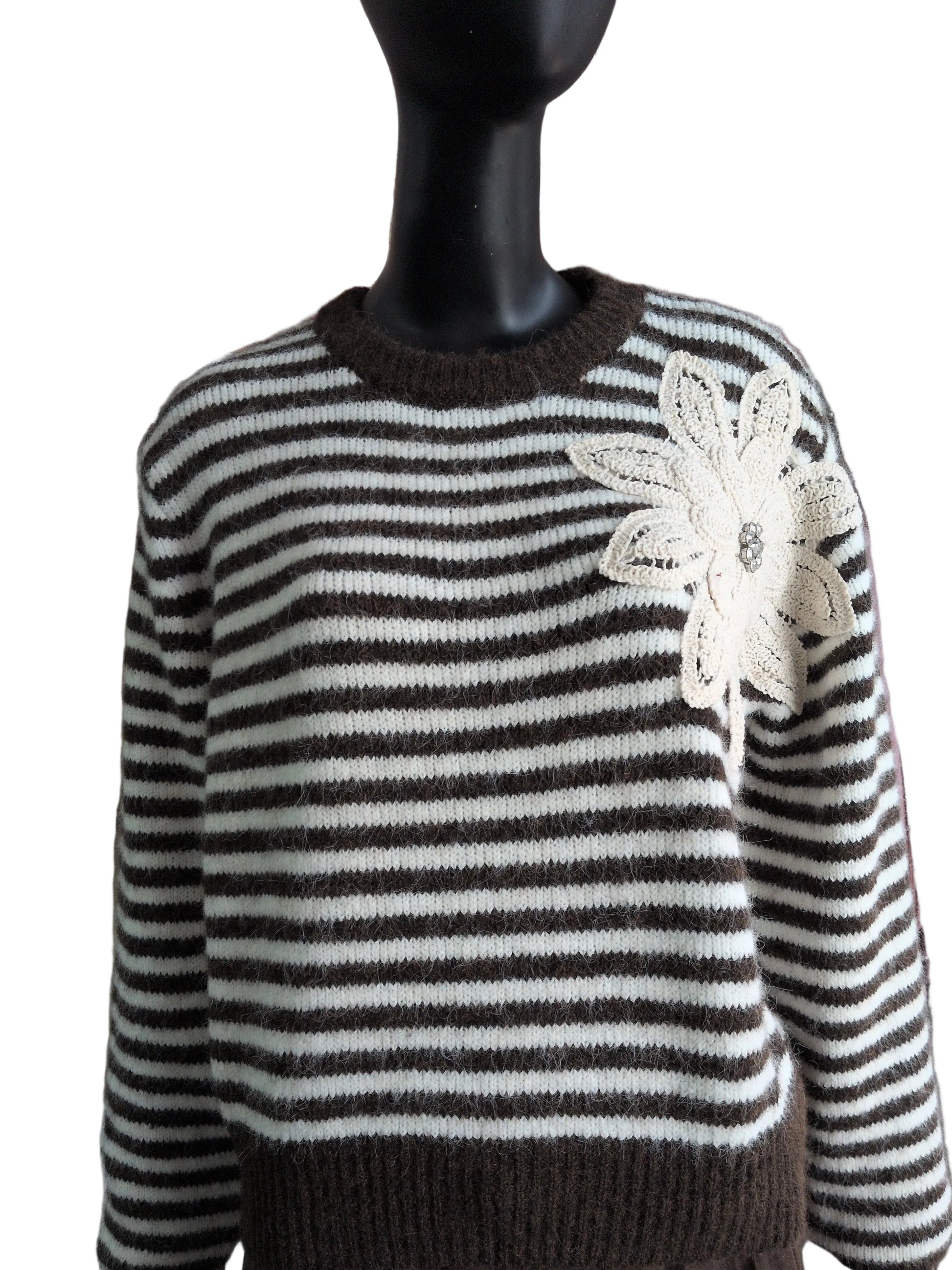 Maglia donna girocollo lana mohair con ricamo STORE 55