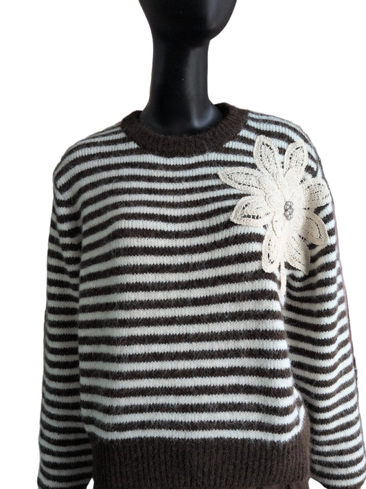 Maglia donna girocollo lana mohair con ricamo STORE 55