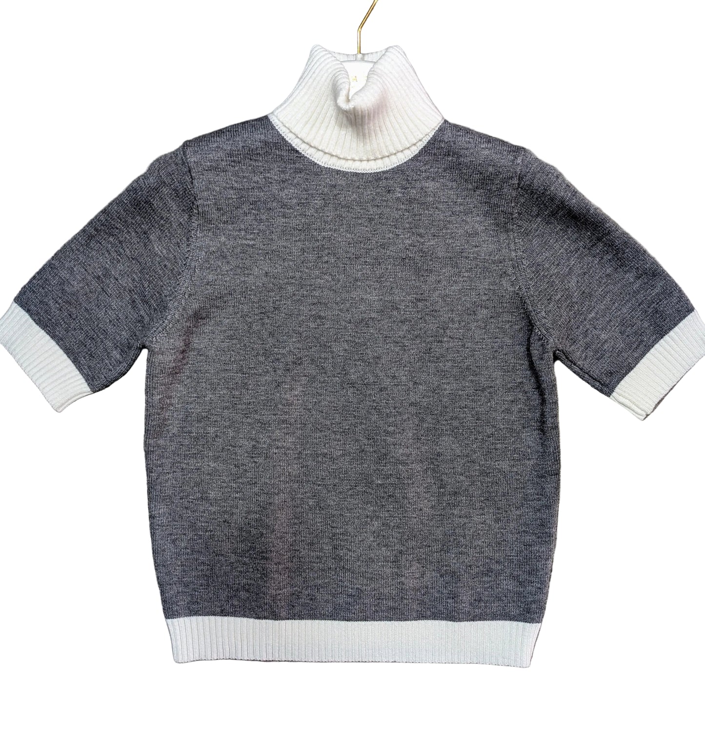 Maglia donna lana collo alto mezza manica bicolore STORE 55