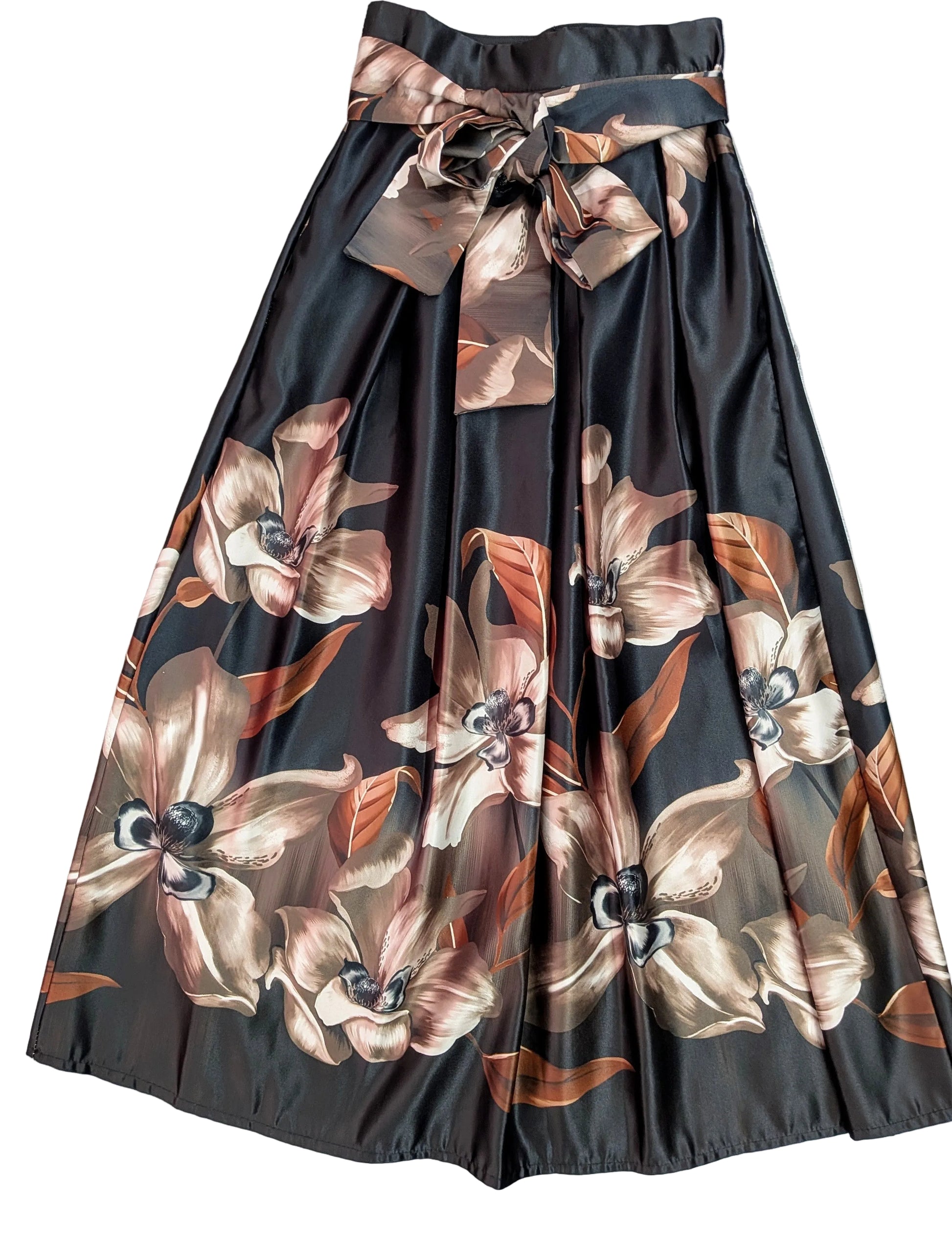 Gonna lunga in raso rigido fantasia con elastico posteriore STORE 55
