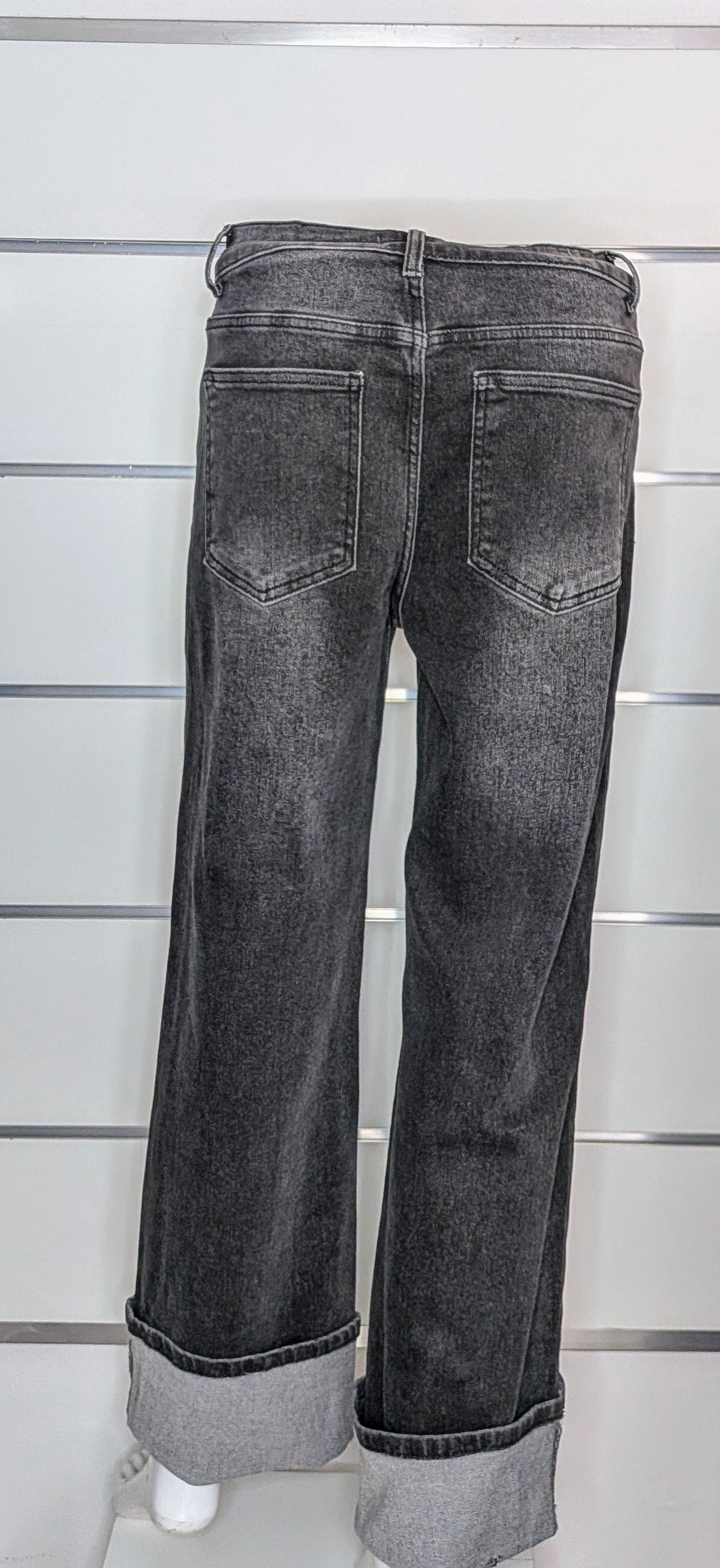 Jeans nero sabbiato con risvolto STORE 55